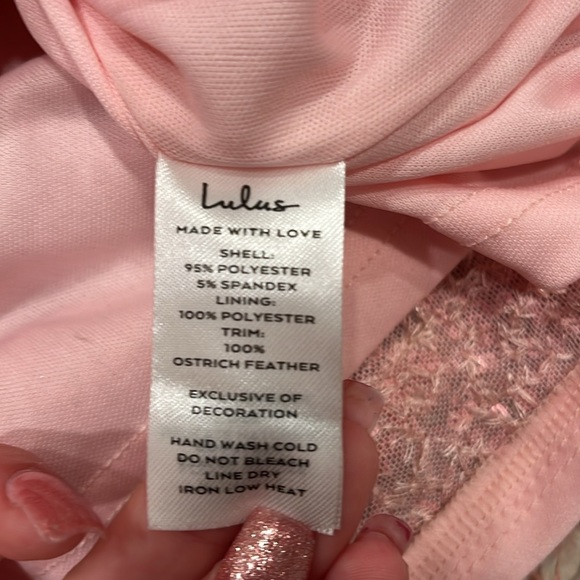 Lulus Flirtatious Future Pink Sequin Feather Hem Bodycon Mini Dress, Size Small - Picture 6 of 7